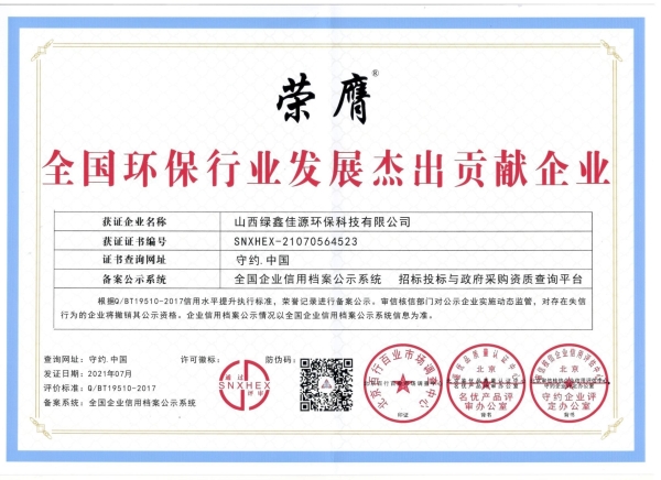 全國環保行業發展（zhǎn）傑出（chū）貢獻企業